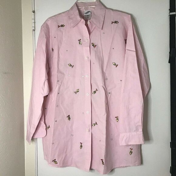 Warner Brothers looney tunes pink tweety bird hearts button down Men Small - Picture 1 of 4